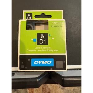 DYMO D1 Label Cassette 45013 Black on White 1 2 Inch 12mm x 7m Open Box